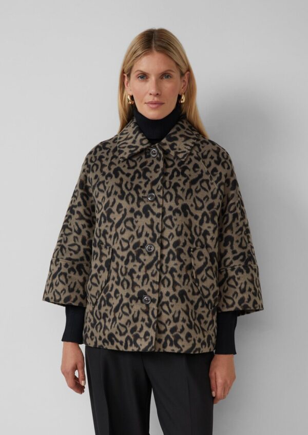 Wattierte Cape-Jacke mit Leo-Print