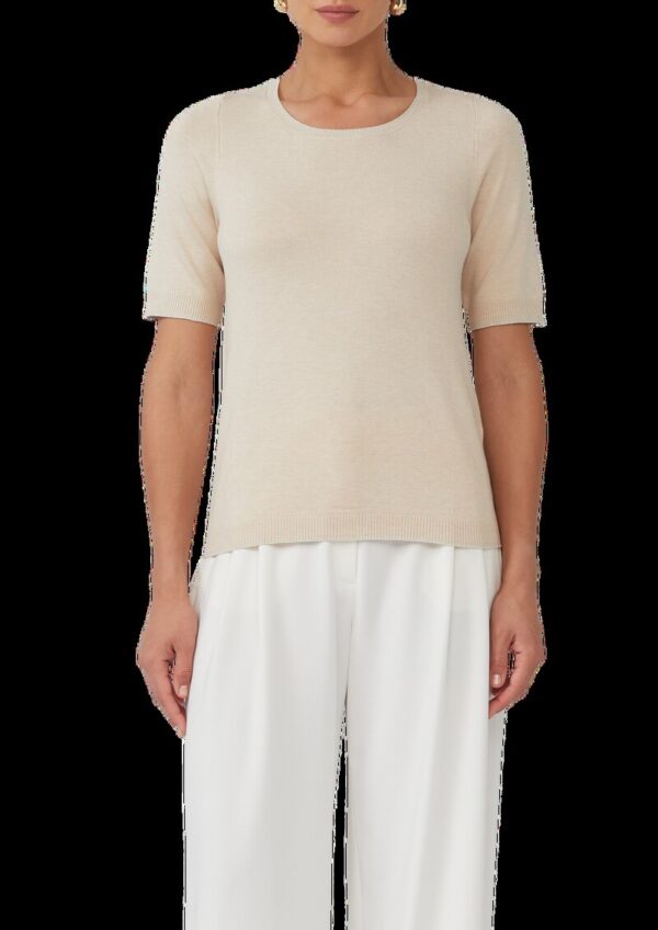 Kurzärmeliger Feinstrickpullover mit Glitzer-Details