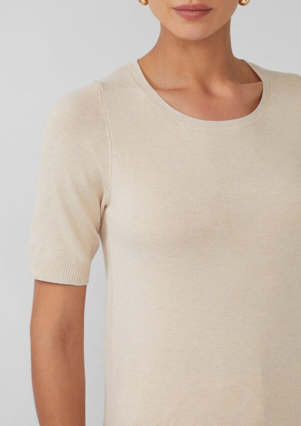 Kurzärmeliger Feinstrickpullover mit Glitzer-Details