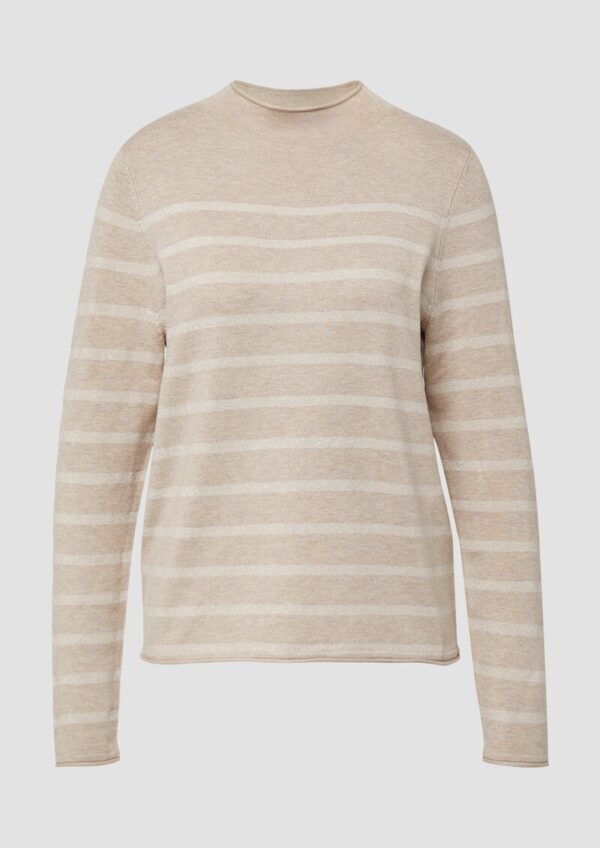 Feinstrickpullover aus Viskosemix mit Glitzerstreifen