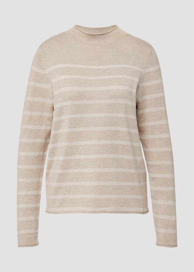 Feinstrickpullover aus Viskosemix mit Glitzerstreifen