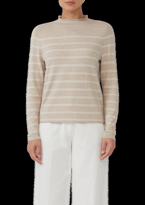 Feinstrickpullover aus Viskosemix mit Glitzerstreifen