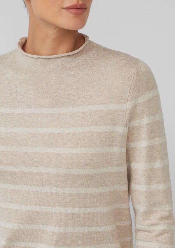 Feinstrickpullover aus Viskosemix mit Glitzerstreifen