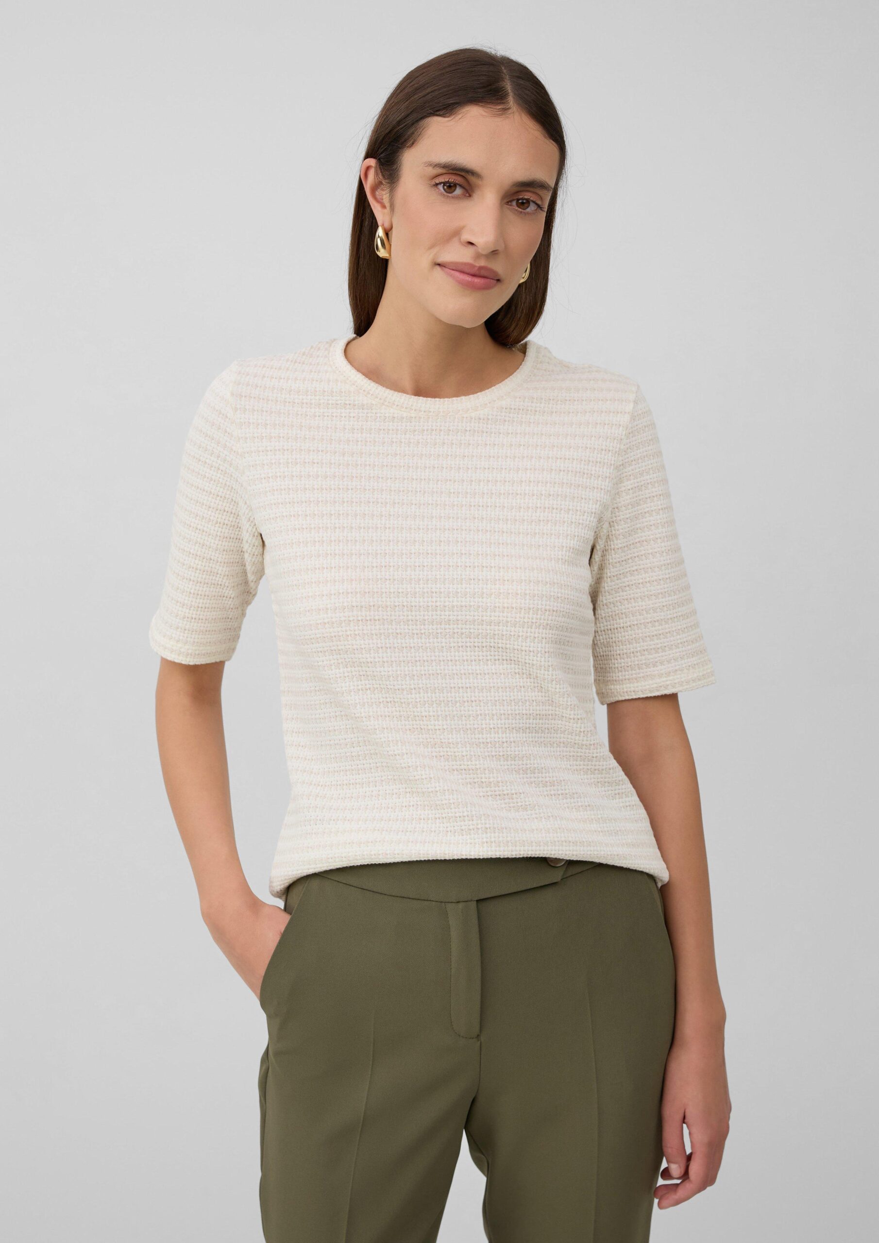 Bicolor-Shirt mit Strukturmuster