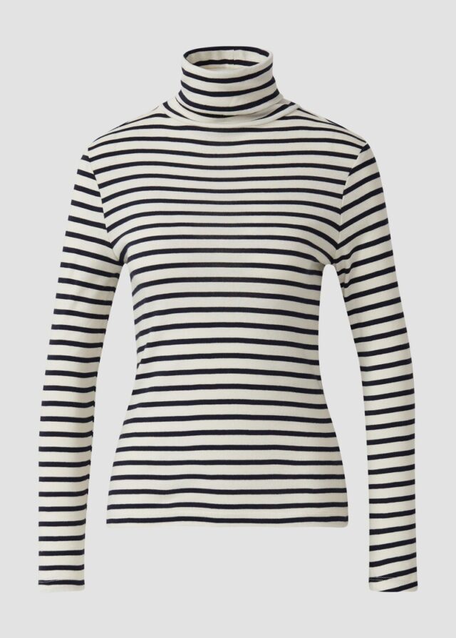 Gestreiftes Longsleeve im Slim Fit mit Rollkragen