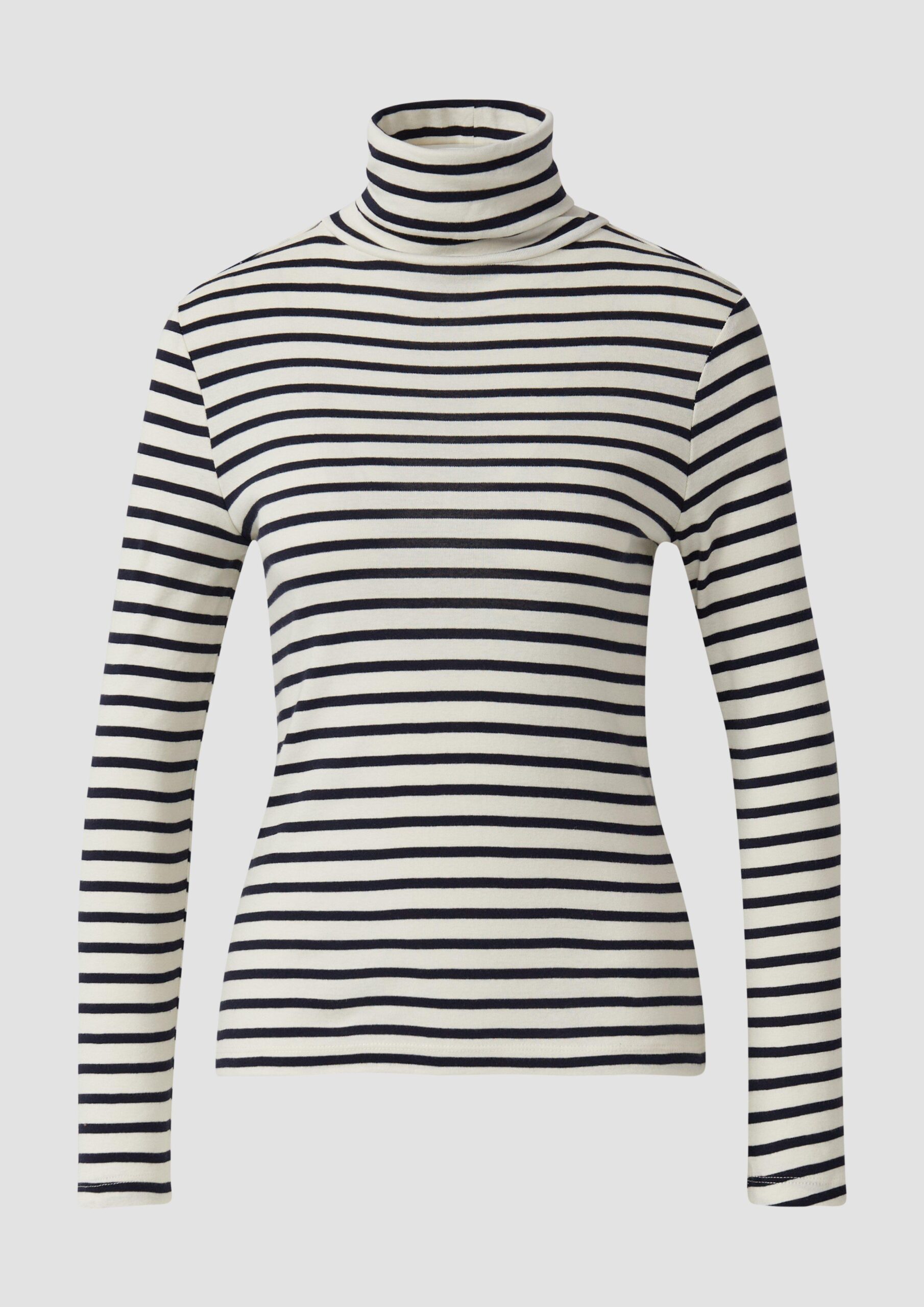 Gestreiftes Longsleeve im Slim Fit mit Rollkragen