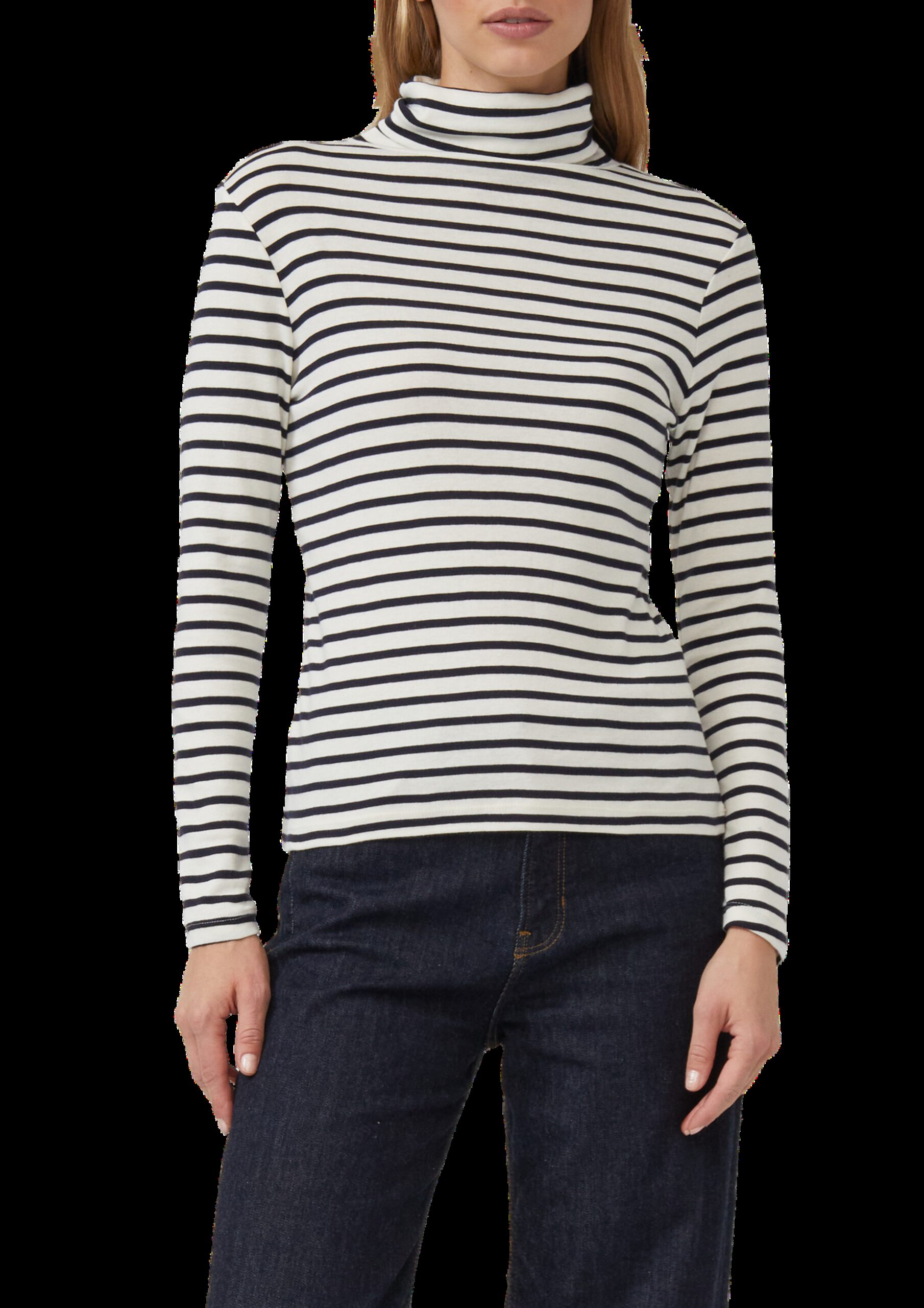 Gestreiftes Longsleeve im Slim Fit mit Rollkragen