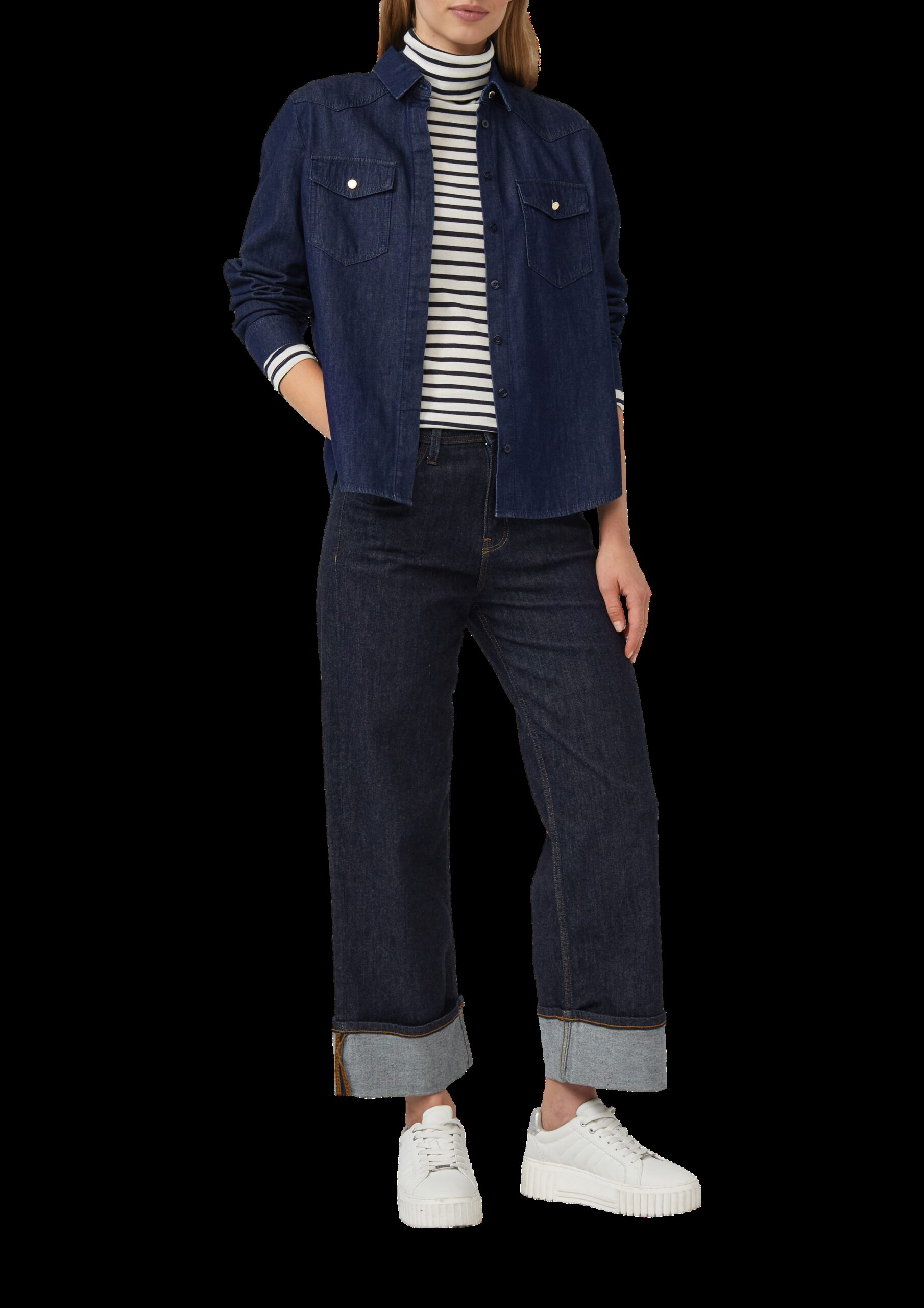 Gestreiftes Longsleeve im Slim Fit mit Rollkragen