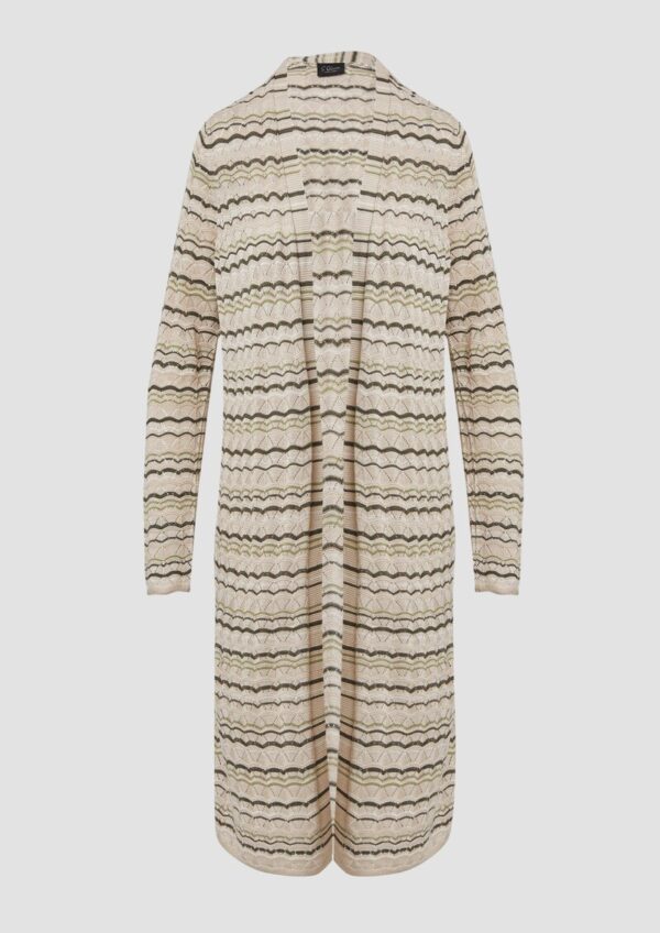 Langer Cardigan mit Ajourmuster und Glitzergarn