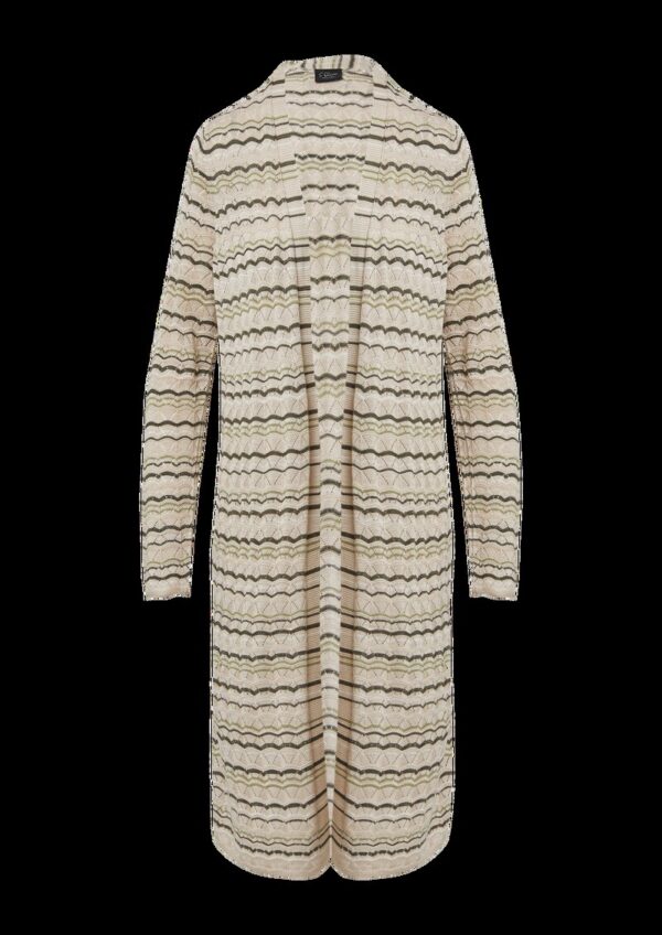 Langer Cardigan mit Ajourmuster und Glitzergarn