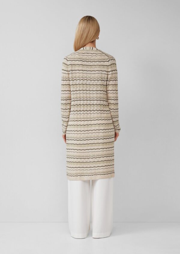 Langer Cardigan mit Ajourmuster und Glitzergarn