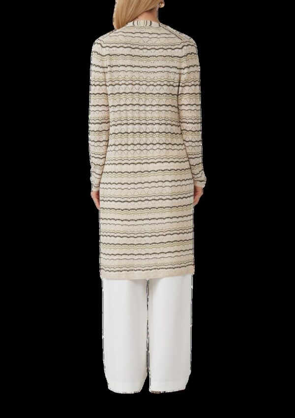 Langer Cardigan mit Ajourmuster und Glitzergarn