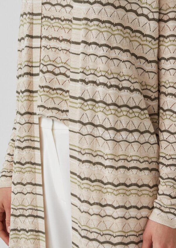 Langer Cardigan mit Ajourmuster und Glitzergarn