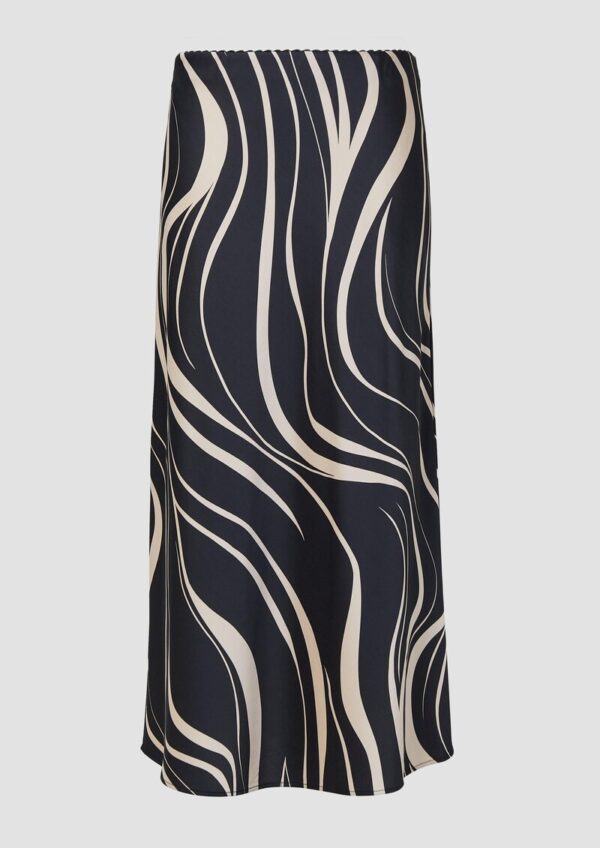 Satinierter Midirock mit Elastikbund und All-over-Print