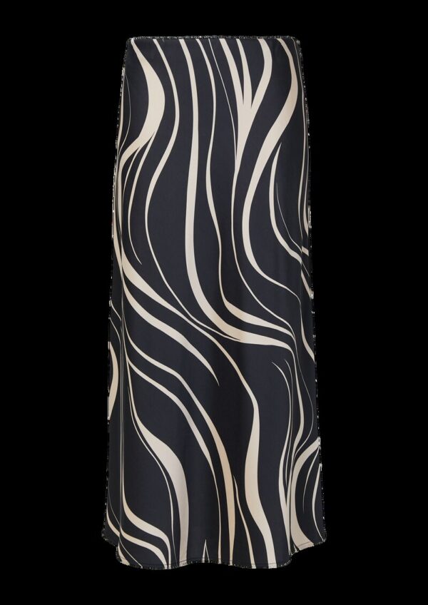 Satinierter Midirock mit Elastikbund und All-over-Print