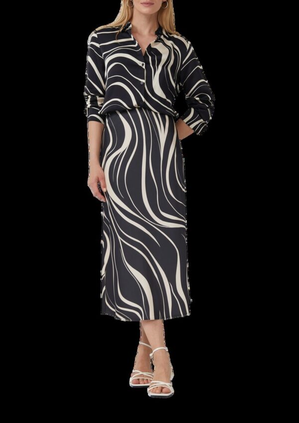 Satinierter Midirock mit Elastikbund und All-over-Print