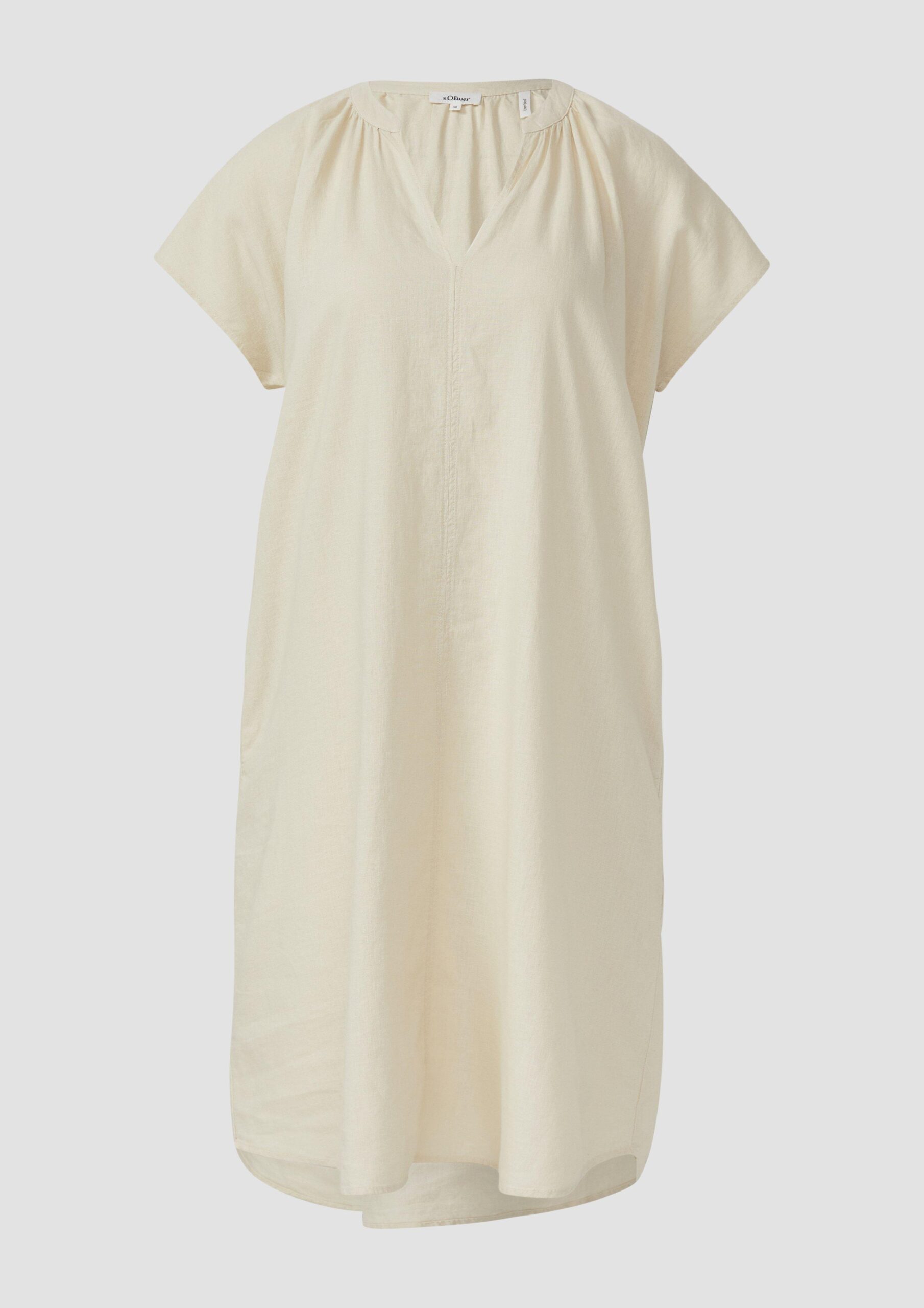 Midi-Kleid aus Leinenmix mit Eingrifftaschen