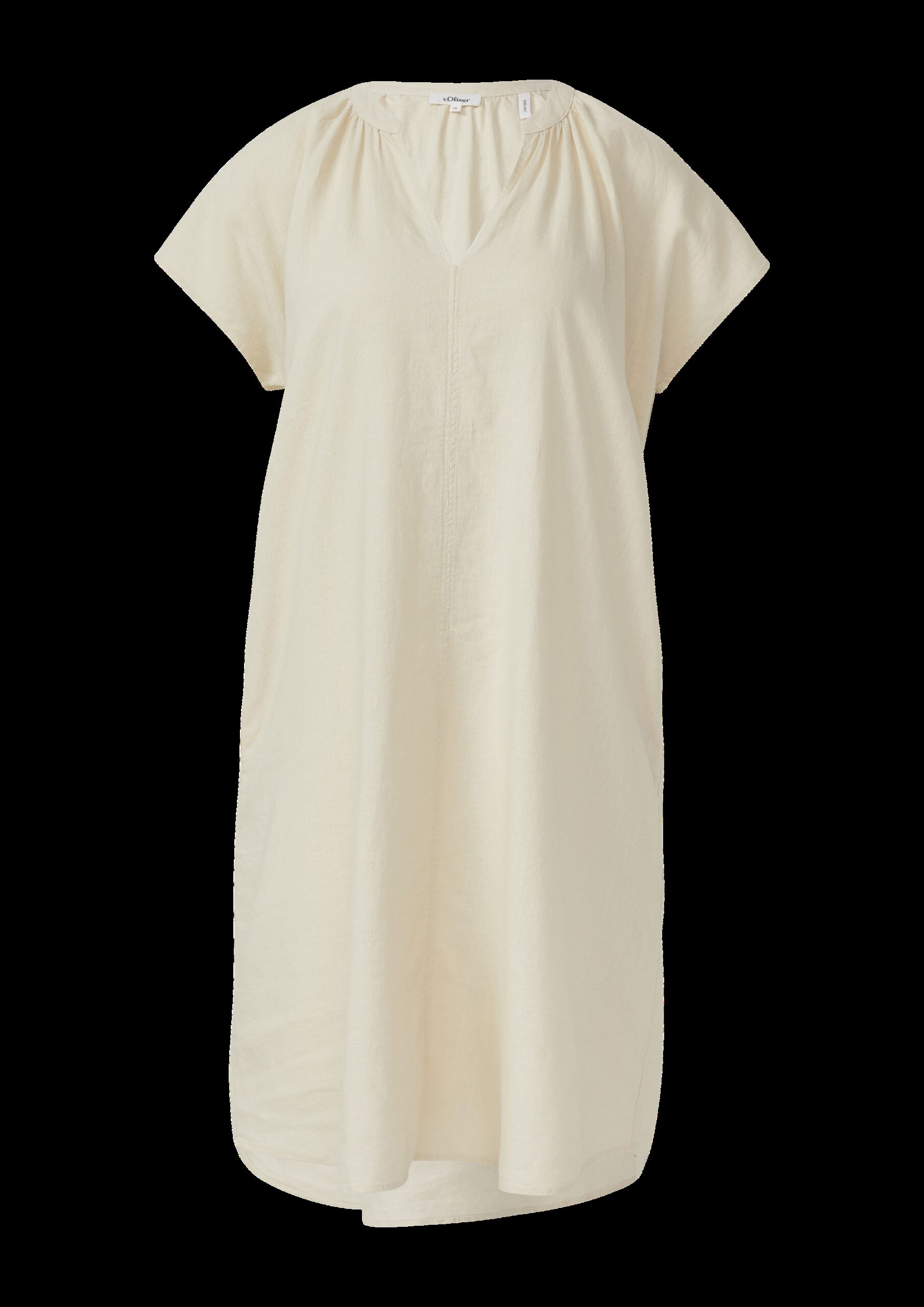 Midi-Kleid aus Leinenmix mit Eingrifftaschen