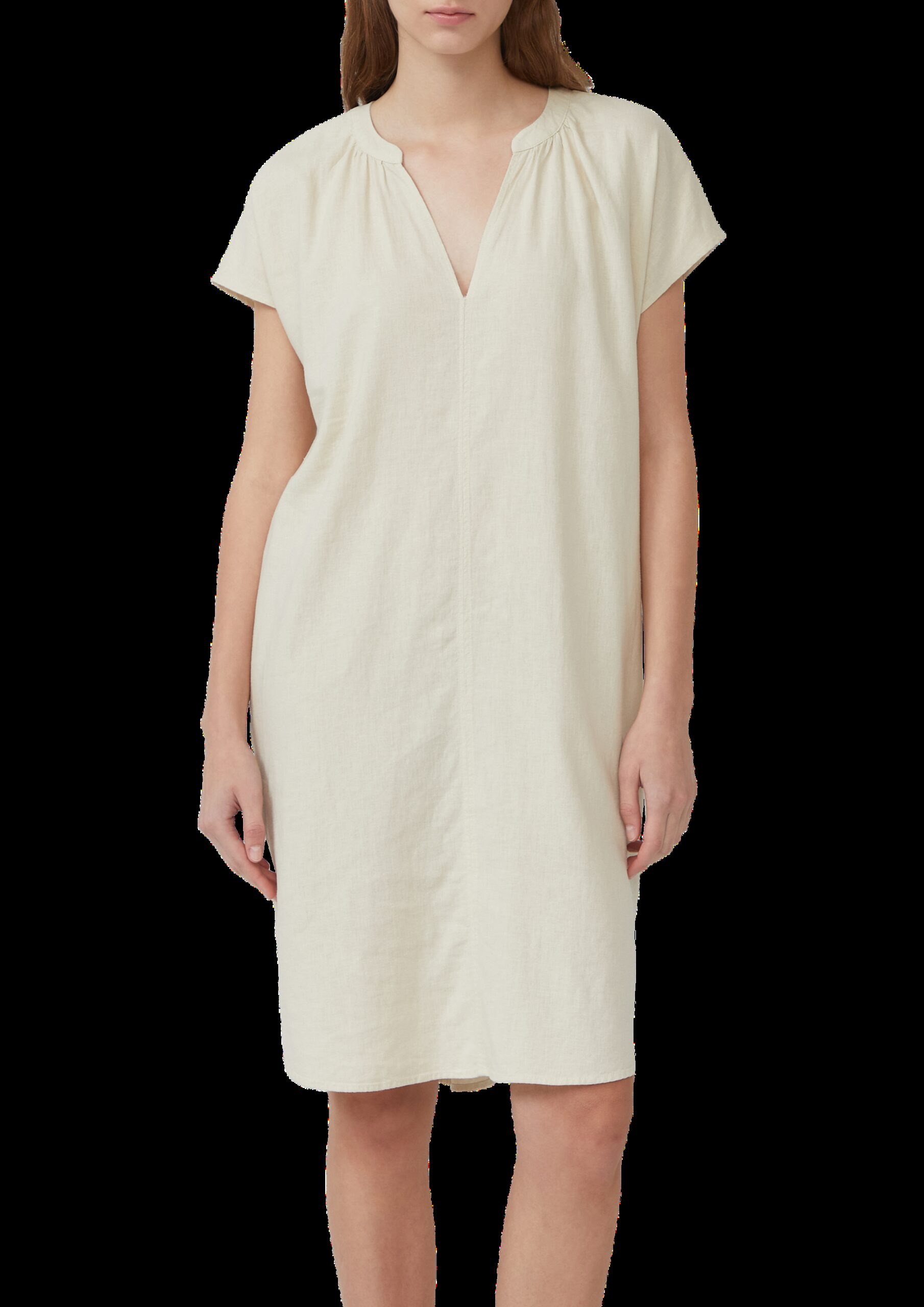 Midi-Kleid aus Leinenmix mit Eingrifftaschen