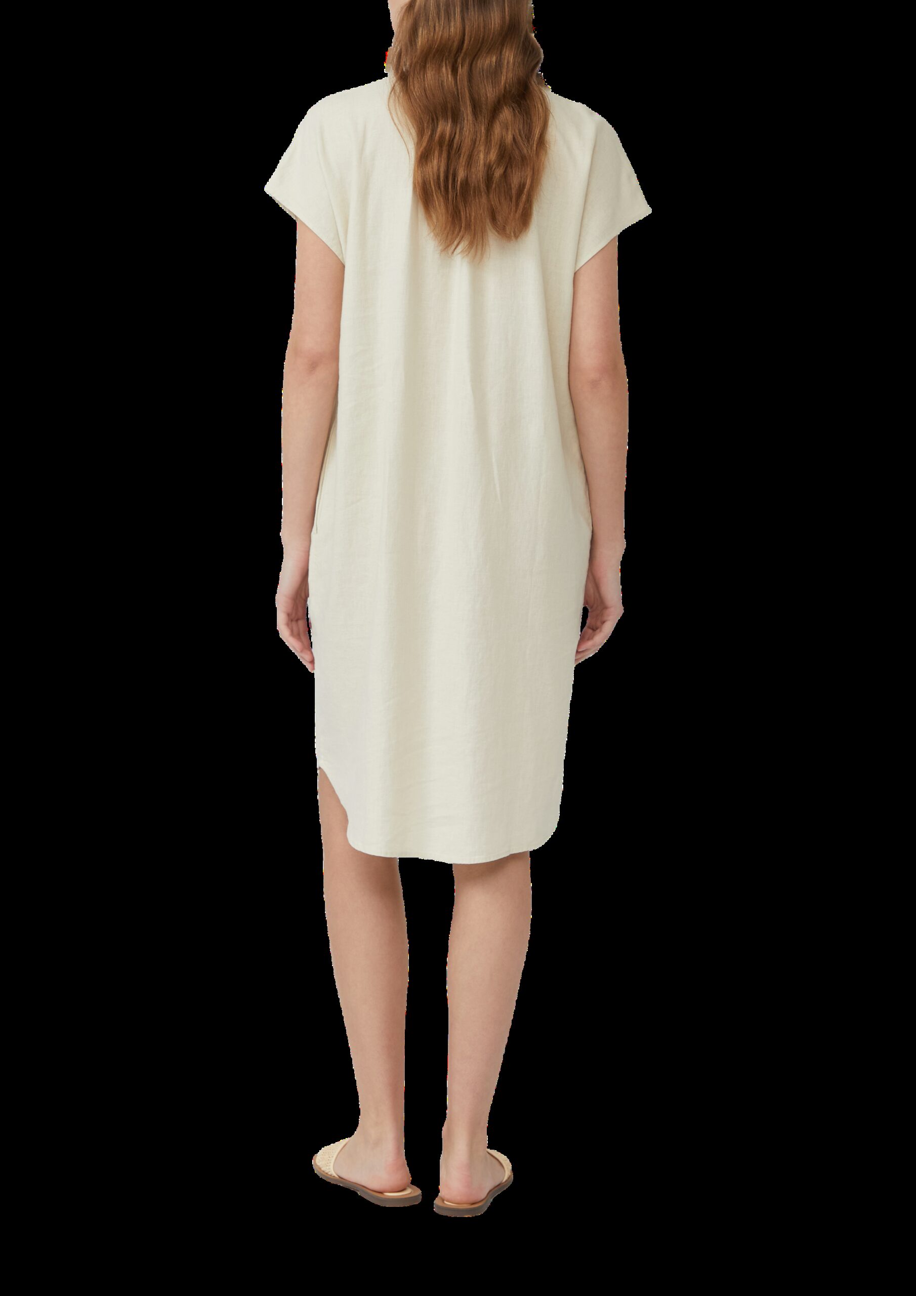 Midi-Kleid aus Leinenmix mit Eingrifftaschen