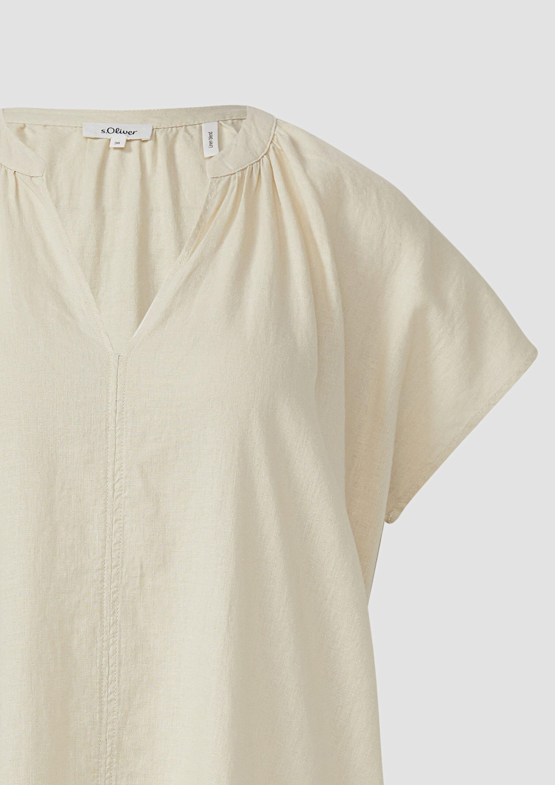 Midi-Kleid aus Leinenmix mit Eingrifftaschen