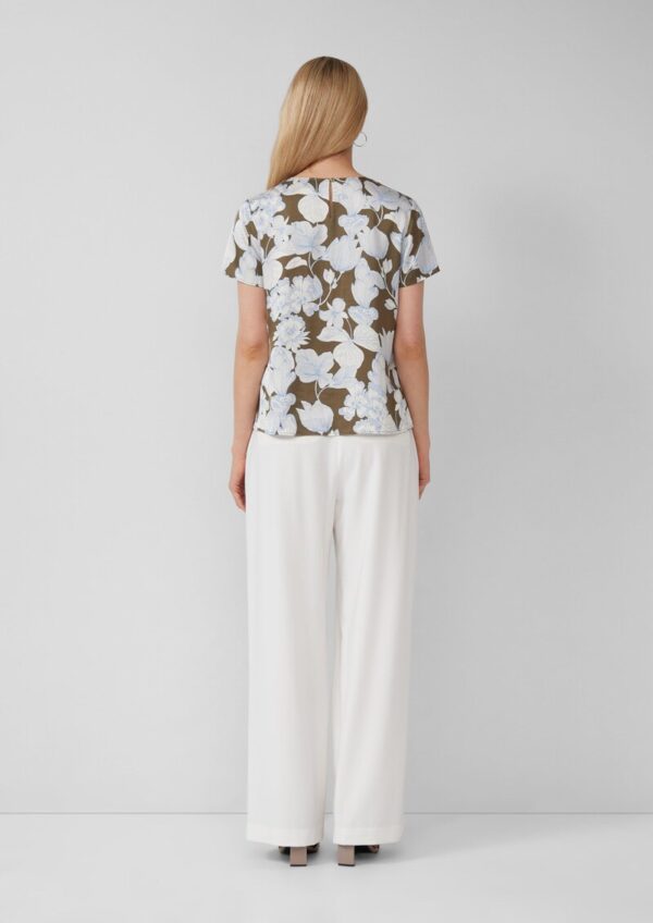 Satinbluse im Slim Fit mit Raffung und All-over-Print