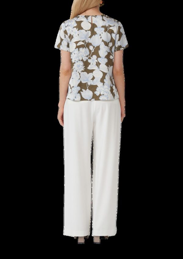 Satinbluse im Slim Fit mit Raffung und All-over-Print