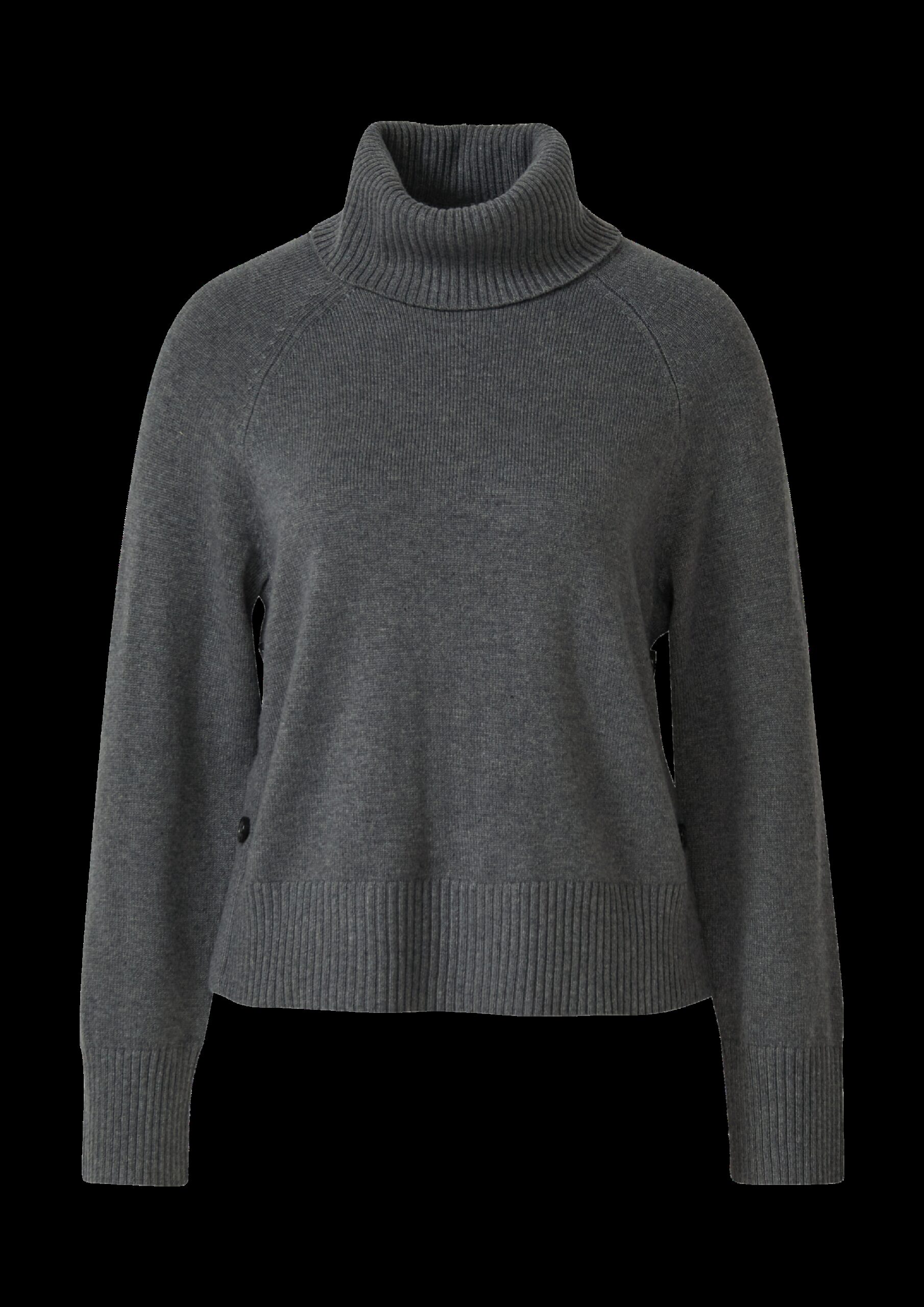 Rollkragenpullover mit seitlichem Knopf-Detail
