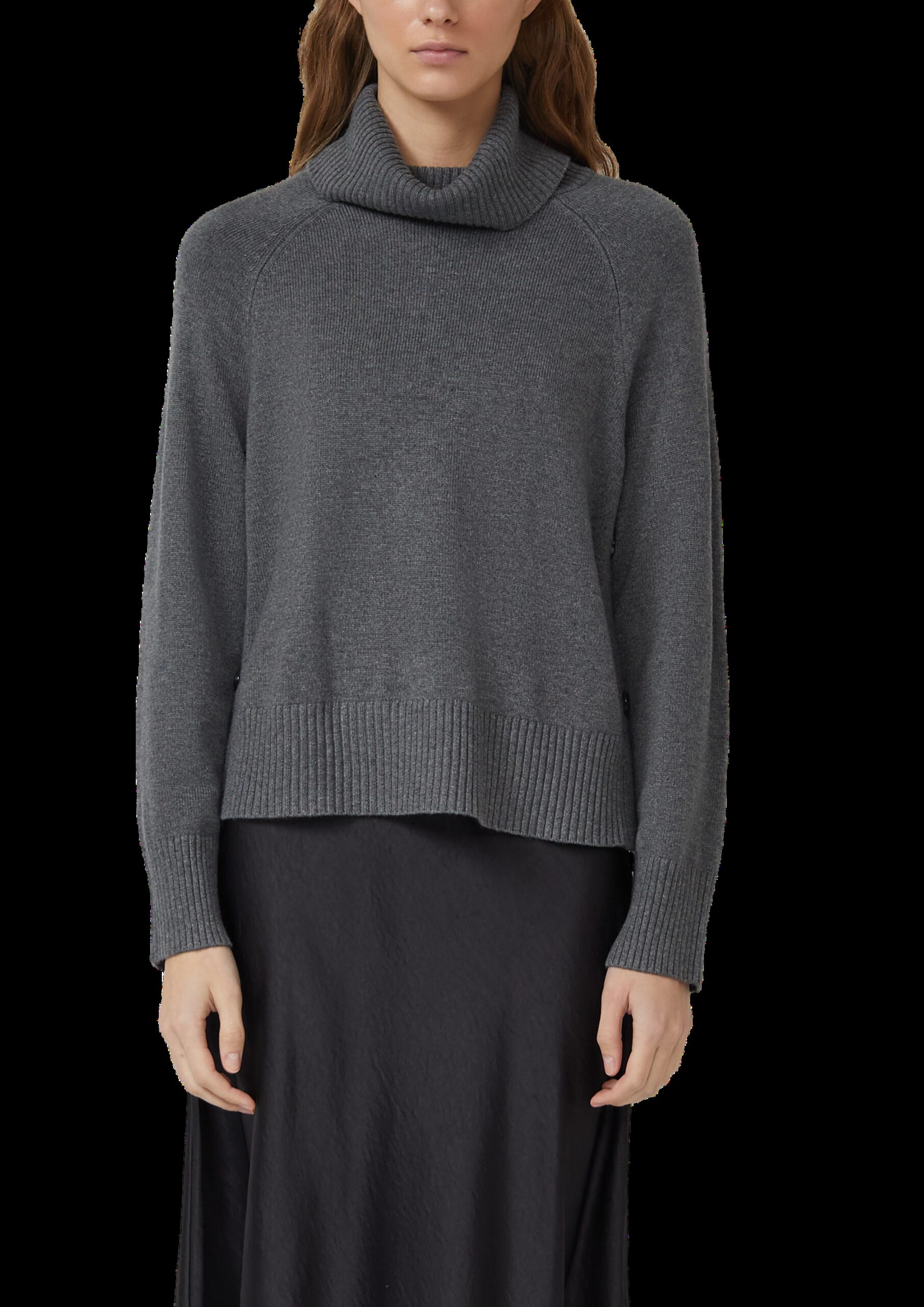 Rollkragenpullover mit seitlichem Knopf-Detail