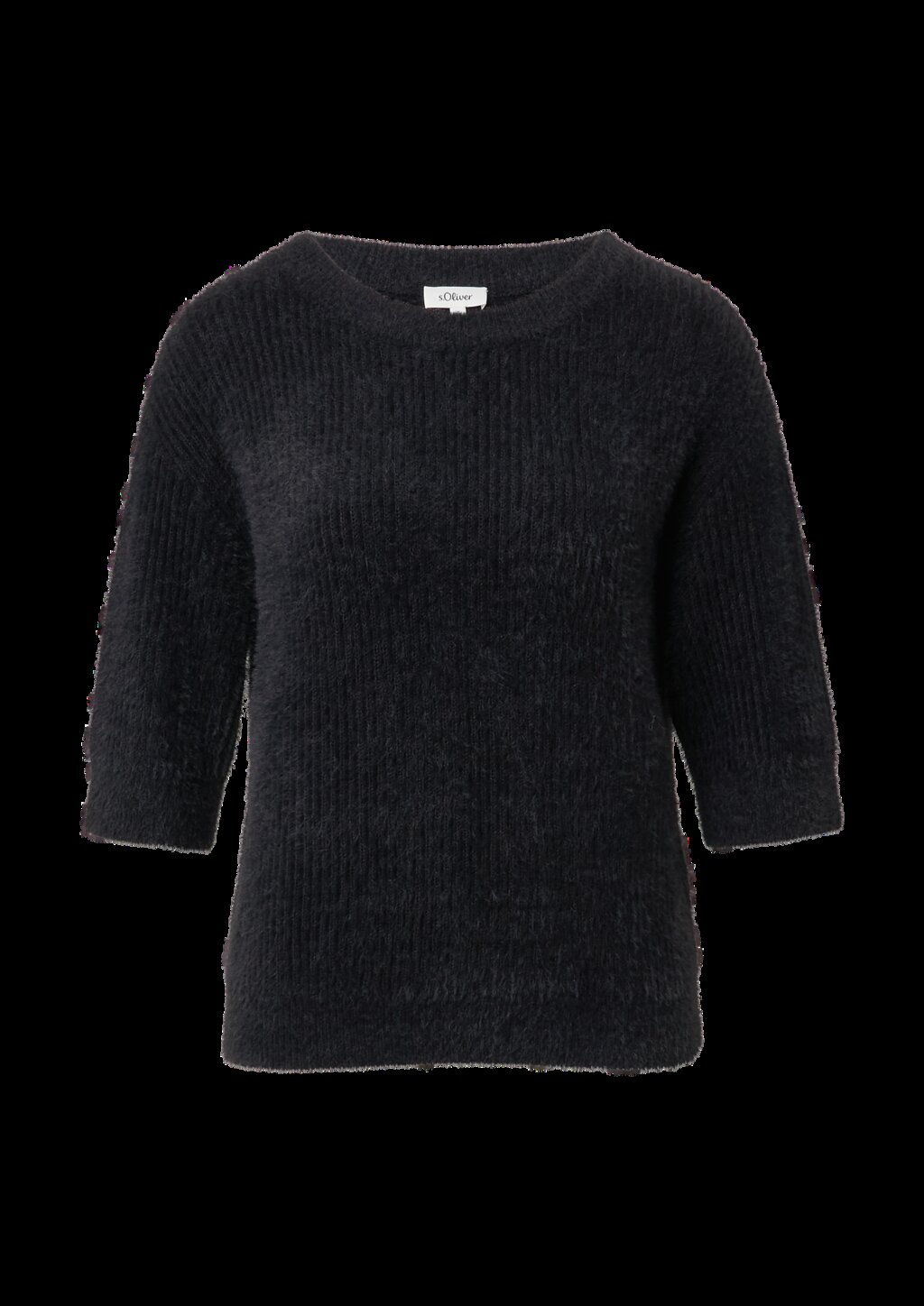 Flauschiger Strickpullover mit halbem Arm