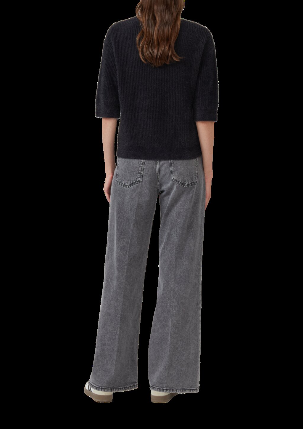 Flauschiger Strickpullover mit halbem Arm