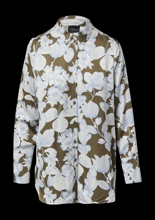 Satinbluse mit floralem All-over-Print