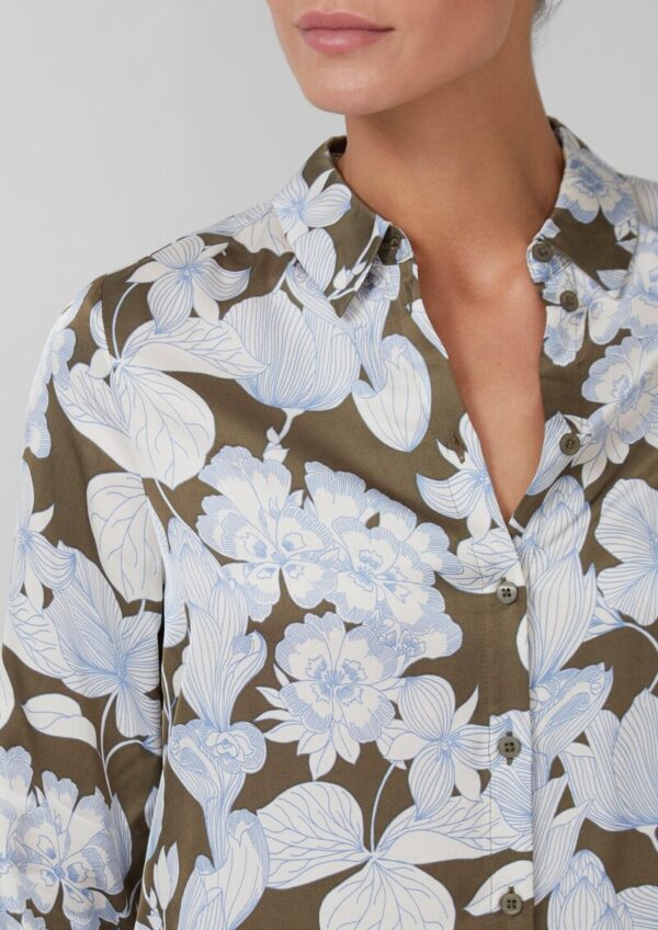 Satinbluse mit floralem All-over-Print