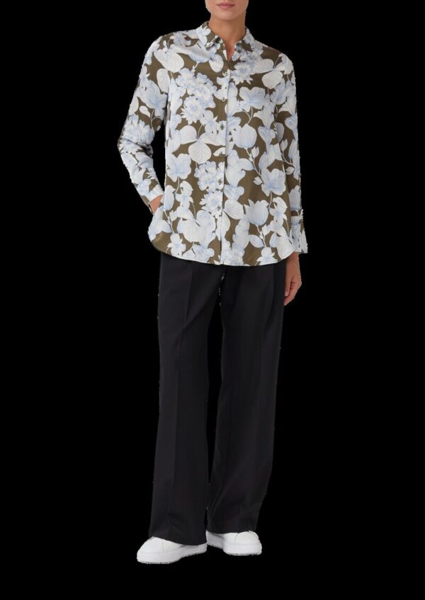 Satinbluse mit floralem All-over-Print