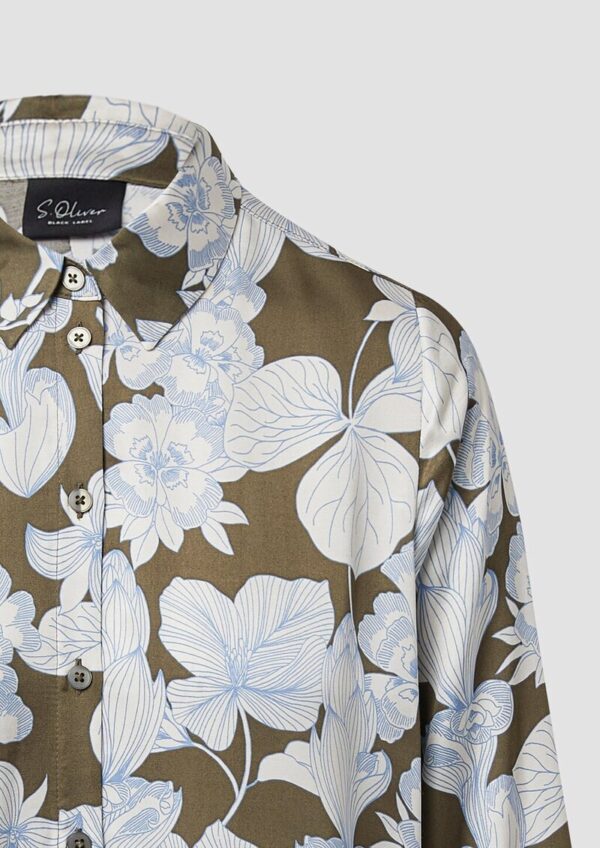 Satinbluse mit floralem All-over-Print