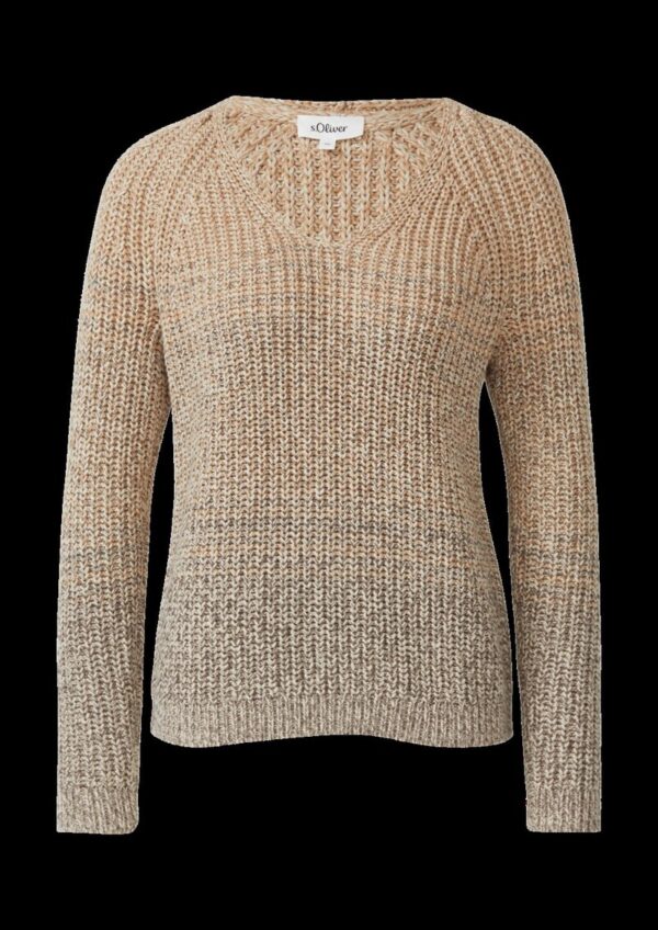 Strickpullover mit V-Ausschnitt und Farbverlauf