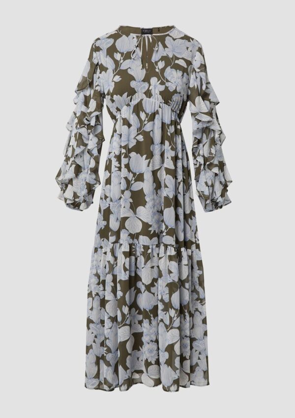 Maxikleid mit Volants und All-over-Print