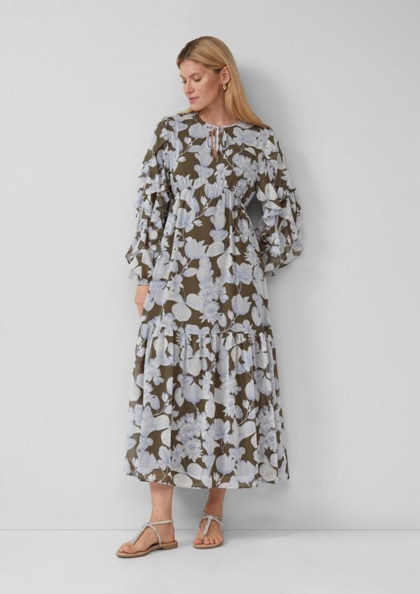Maxikleid mit Volants und All-over-Print
