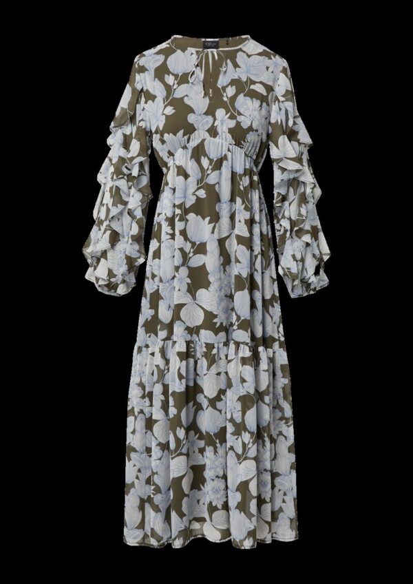 Maxikleid mit Volants und All-over-Print