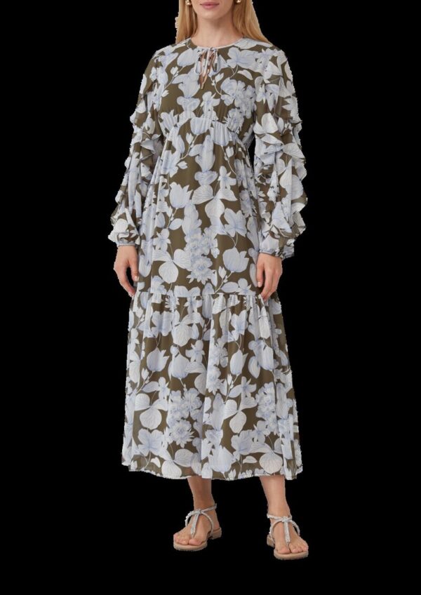 Maxikleid mit Volants und All-over-Print