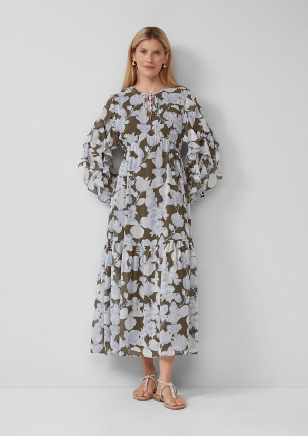 Maxikleid mit Volants und All-over-Print