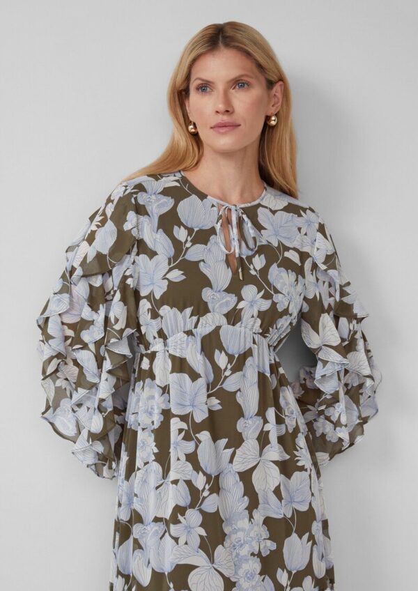 Maxikleid mit Volants und All-over-Print