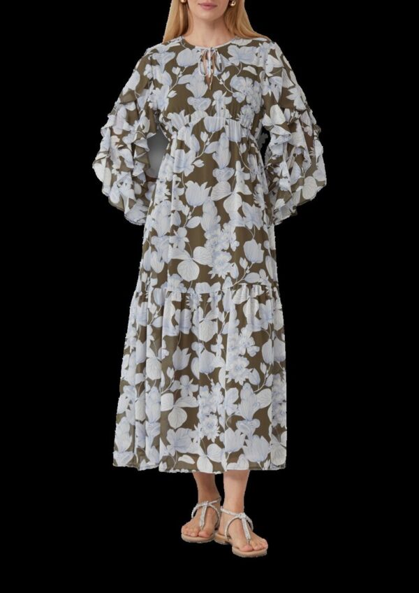 Maxikleid mit Volants und All-over-Print
