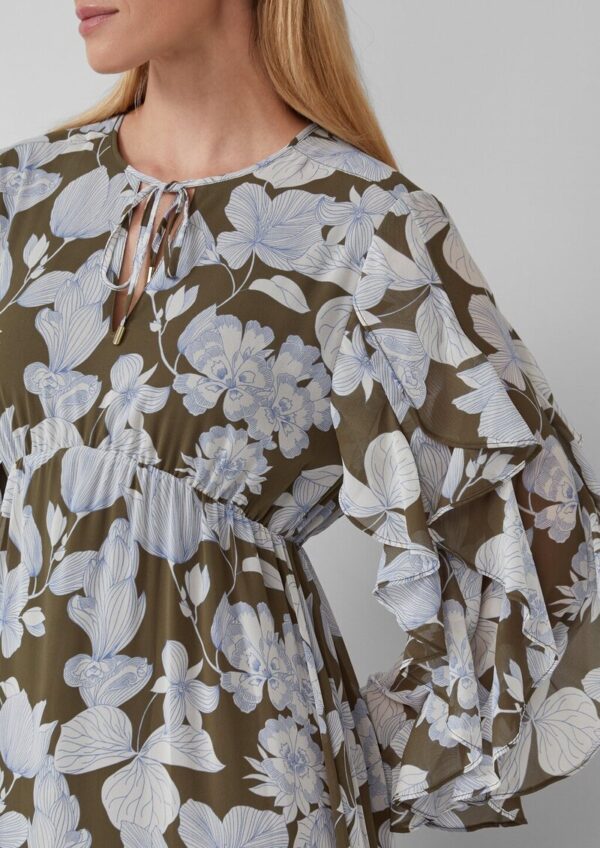 Maxikleid mit Volants und All-over-Print