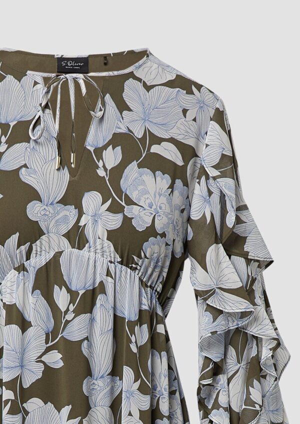 Maxikleid mit Volants und All-over-Print