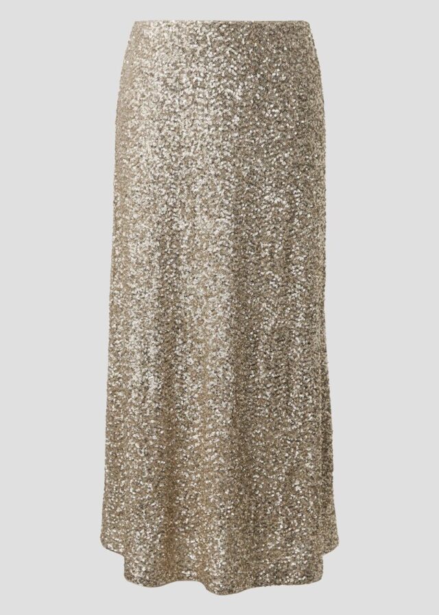 Langer Pailletten-Rock mit Viskosefutter
