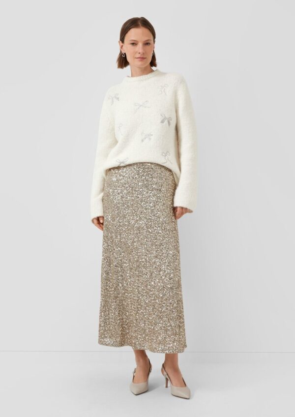 Langer Pailletten-Rock mit Viskosefutter