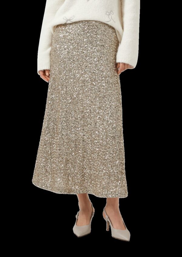 Langer Pailletten-Rock mit Viskosefutter