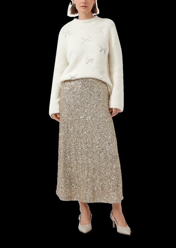 Langer Pailletten-Rock mit Viskosefutter