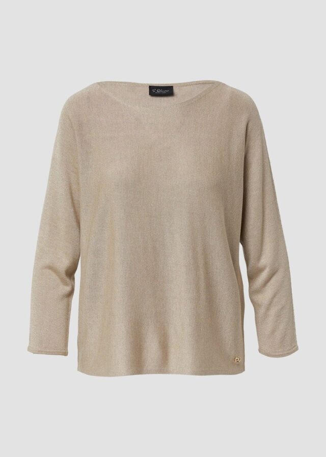 Strickpullover mit Glitzergarn und 3/4-Fledermausärmeln